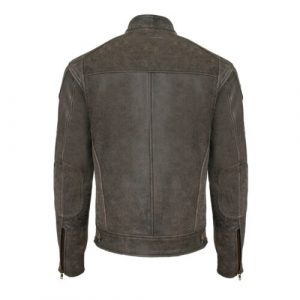 Alternative view of Classic Mens British Motorcycle Leather Jacket With Badges Biker Brown Striped