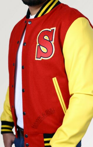 Superman Crows Varsity Letterman Jacket Smallville Clark Kent Mens Faux Leather - Image 4