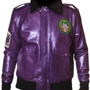Batman Henchmen Joker Goon Purple Bomber Jacket with Faux Fur Collar