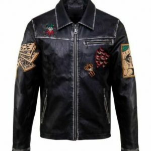 Alternative view of New Suicide Squad Joker Motorcycle Biker Distressed Black Real Leather Leather