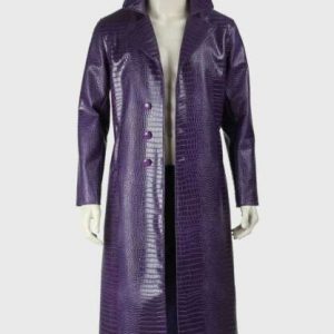Alternative view of Men's Jared Leto Joker Suicide The Squad Purple Leather Trench Coat