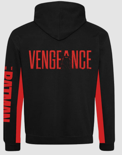 The Batman Icon & Text Hood Black Red Unisex Hoodie - Image 2