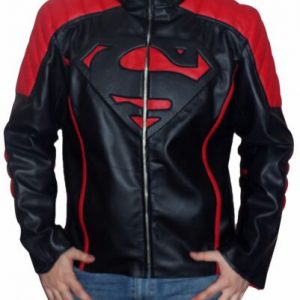 Superman Man of Steel Black and Red Leather Jacket