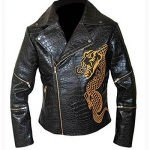 Alternative view of Men's Killer Croc Suicide Squad Waylon Jones Biker Black Leather Jacket