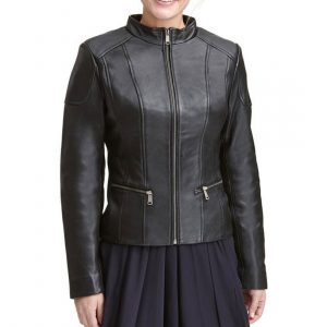 Women's Casual Black Leather Jacket