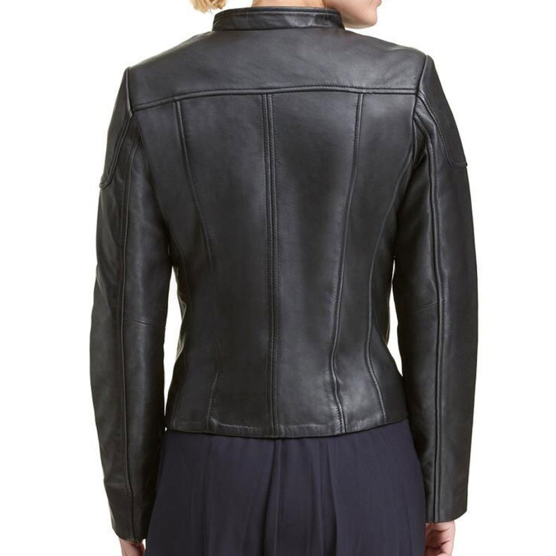 Women's Casual Black Leather Jacket - Image 2