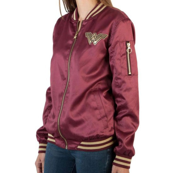 WOMEN'S WONDER WOMAN BOMBER RED JACKET - Image 3