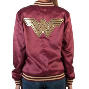 WOMEN'S WONDER WOMAN BOMBER RED JACKET