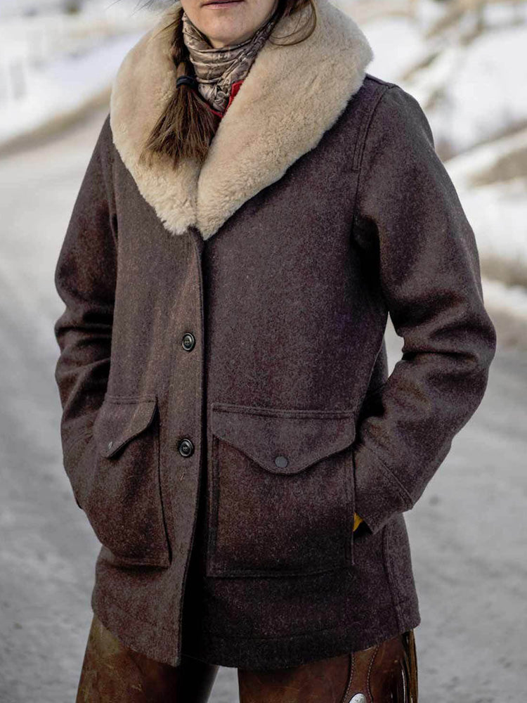 Kelly Reilly Yellowstone Fur Shawl Collar Coat - Image 4
