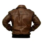 A-2 Aviator Bomber Brown Leather Jacket Back