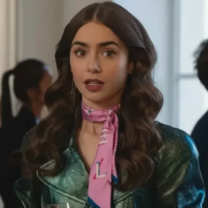 Emily In Paris Emily Green Metallic Biker Jacket