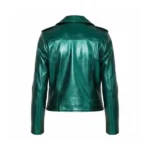 Emily In Paris Emily Green Metallic Biker Jacket Back