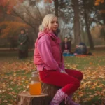 Enid Sinclair Wednesday Hot Pink Puffer Jacket