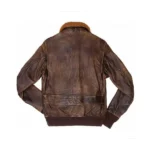 G-1 Aviator Brown Fur Collar Bomber Leather Jacket Back
