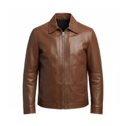 Keanu Reeves John Wick Brown Leather Jacket Front