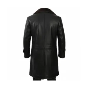Mens Black Shearling Coat Back