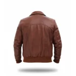 Mens Brown Distressed Bomber Leather Jacket Back
