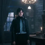 Wednesday Jenna Ortega Black Cropped Leather Jacket