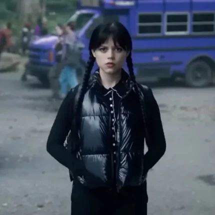 Wednesday S2 Jenna Ortega Black Puffer Vest