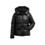 Women Black Puffer Jacket with Hood Style